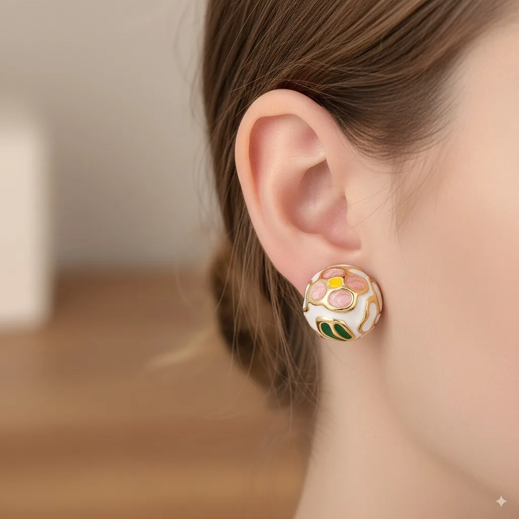 

New Fashion Irregular Sunken Earrings Bohemian Style Colorful Enamel Ball Design Charming Jewelry Gifts for Women