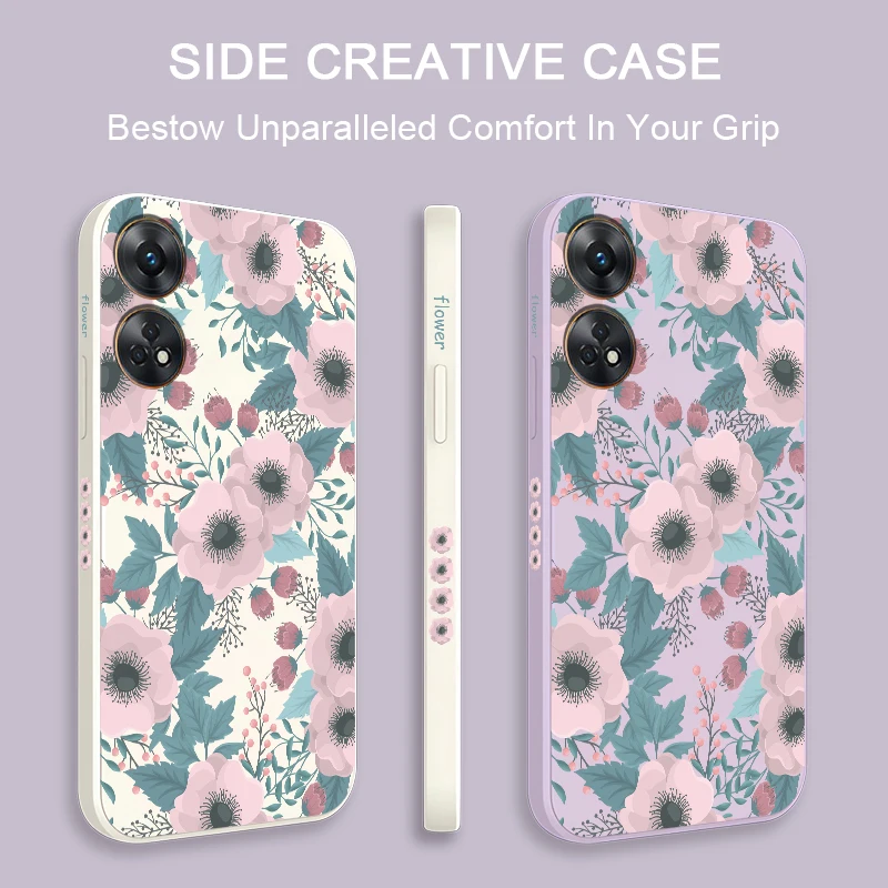 رينو 13 الفاخرة الزهور طباعة جراب هاتف ل ممن لهم رينو 13 برو 8T 4G 5G 14F 12 F19 برو 5F 6 لايت 7 للصدمات غطاء سيليكون #2