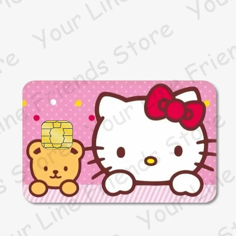 Hello Kitty สติกเกอร์บัตรเดบิตบัตรเครดิตสติกเกอร์ลาย My Melody โป๊กเกอร์รูปครอบครัว Kawaii Sanrio สติกเกอร์การ์ตูนสติกเกอร์กันน้ำ