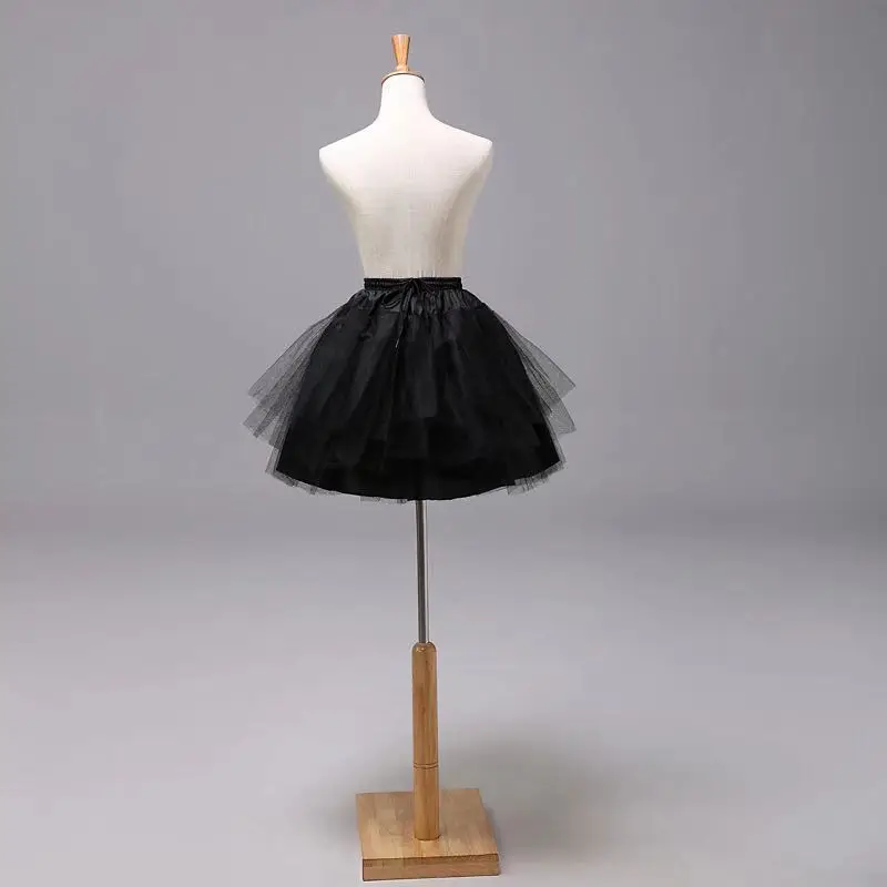 Women Girl Hoopless Petticoat Crinoline 3 Layers Tutu Skirts Knee Length