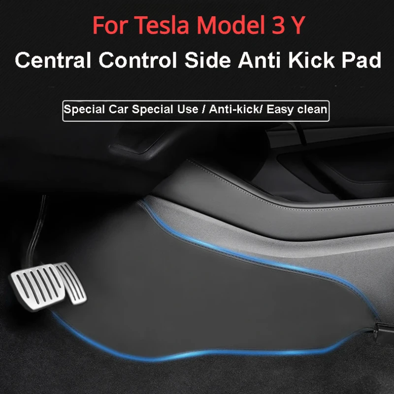 For Tesla Model 3 Y Anti Kick Pad Central Control Side Defense Pads Rear Door Protective Cover Leather Mat Interior Accessories