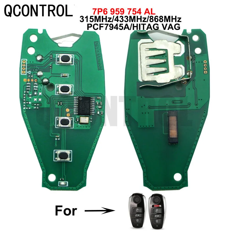 

QCONTROL Electronic Circuit Board Car Remote Key for Touareg 2010-2014315/ 433/ 868MHz ID46 PCF 7945/7953 Chip for Volkswagen