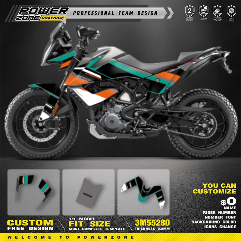 

PowerZone Custom Graphics Backgrounds Decals for Stickers Kit For KTM ADV 390 2020 2021 2022 ADVENTURE SUPERMOTO 390 ADV 01