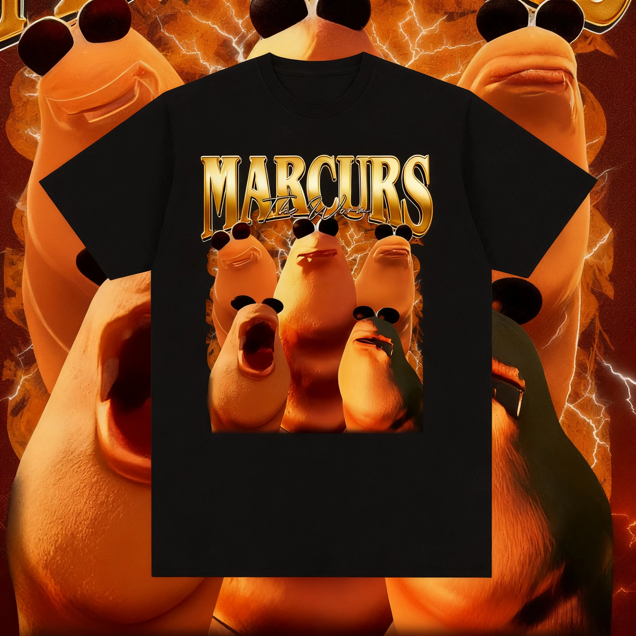 2025 الصيف مضحك ماركوس دودة ميمي 100% القطن تي شيرت مطبوع للجنسين موضة الكرتون خمر الرجال عادية المتضخم Y2k