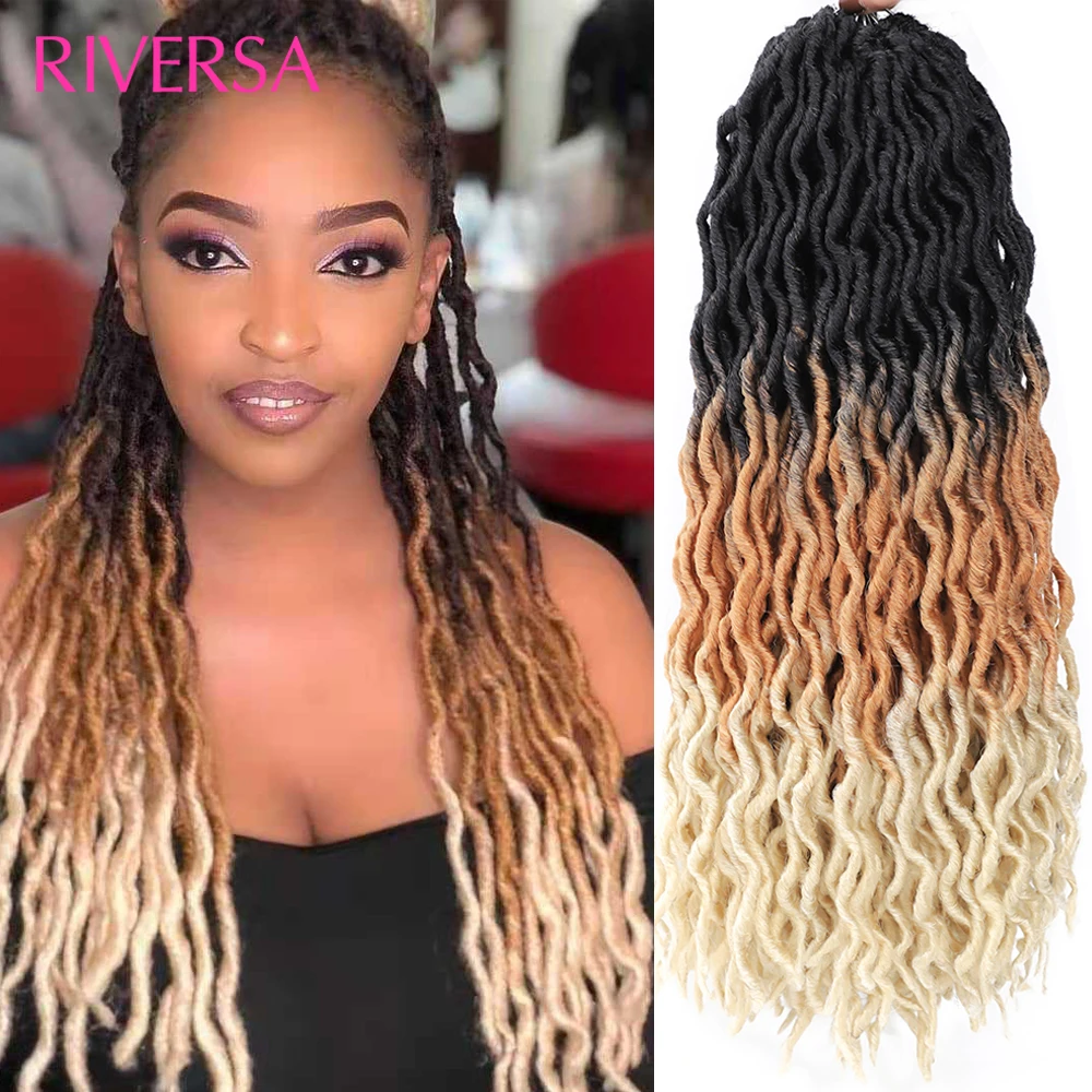 

18" Gypsy Locs Ombre Crochet Hair 1-4 Packs Goddess Locs Faux Locs Crochet hair African Roots Dreadlocs Synthetic Braiding Hair