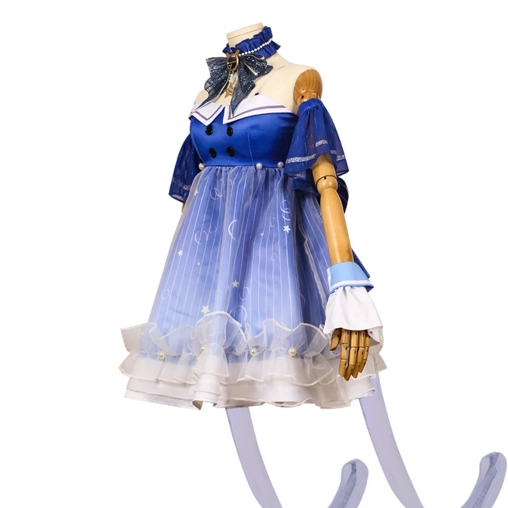 Cosplay infinito nikki traje meninas lolita saia azul uniforme feminino kawaii doce roupas jogo de halloween vestido de bolhas brilhantes