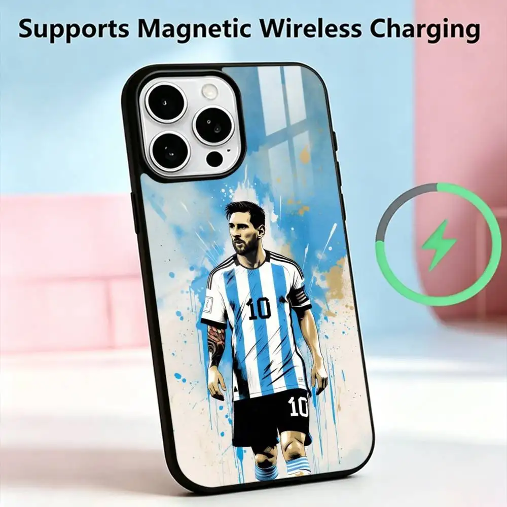 Q-version L-Lionel Messi  Phone Case For iPhone17,16,15,14,13,12,11 Plus,Pro Compatible with magnetic wireless charging Gift