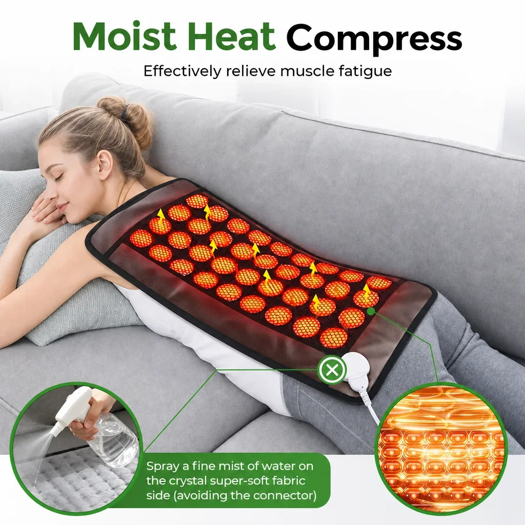 Electric Heating Pad with 9 Heat Settings 4 Timers, Jade Stone Heated Seat Cushion with Dual-Sided Soft Fabric, Heat Mat for Off