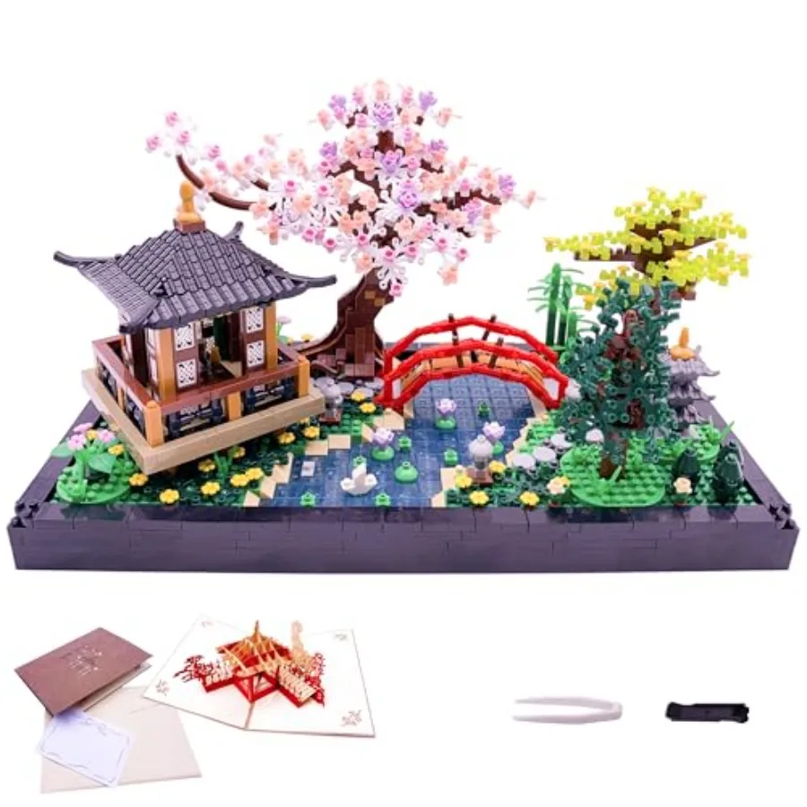 

Micro Building Blocks Sets Chinese Zen Garden Architecture and Cherry Blossom Bonsai Tree Building Toys for Adults Jnese Sakura