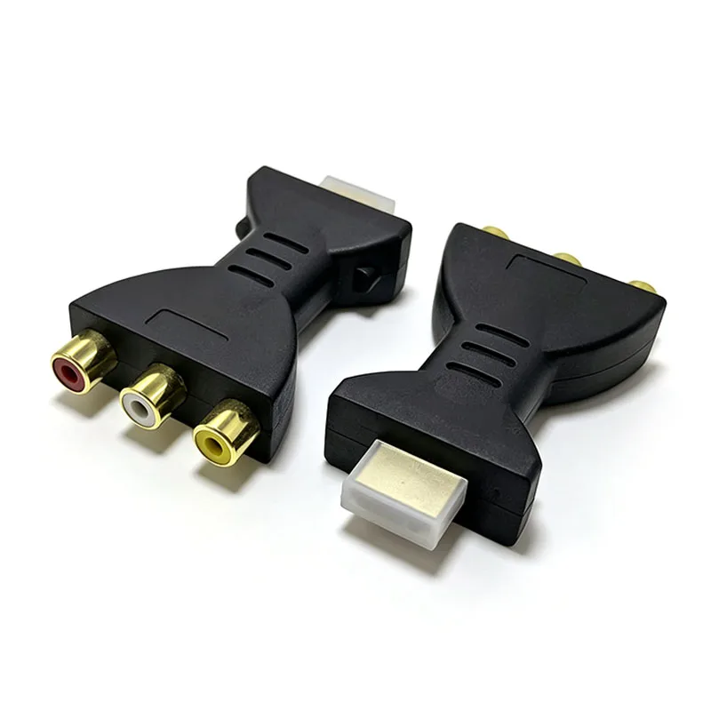 HDMI‑compatible to 3RCA AV Adapter, Red White Yellow RCA Jack Audio Video Connector for Composite AV TV