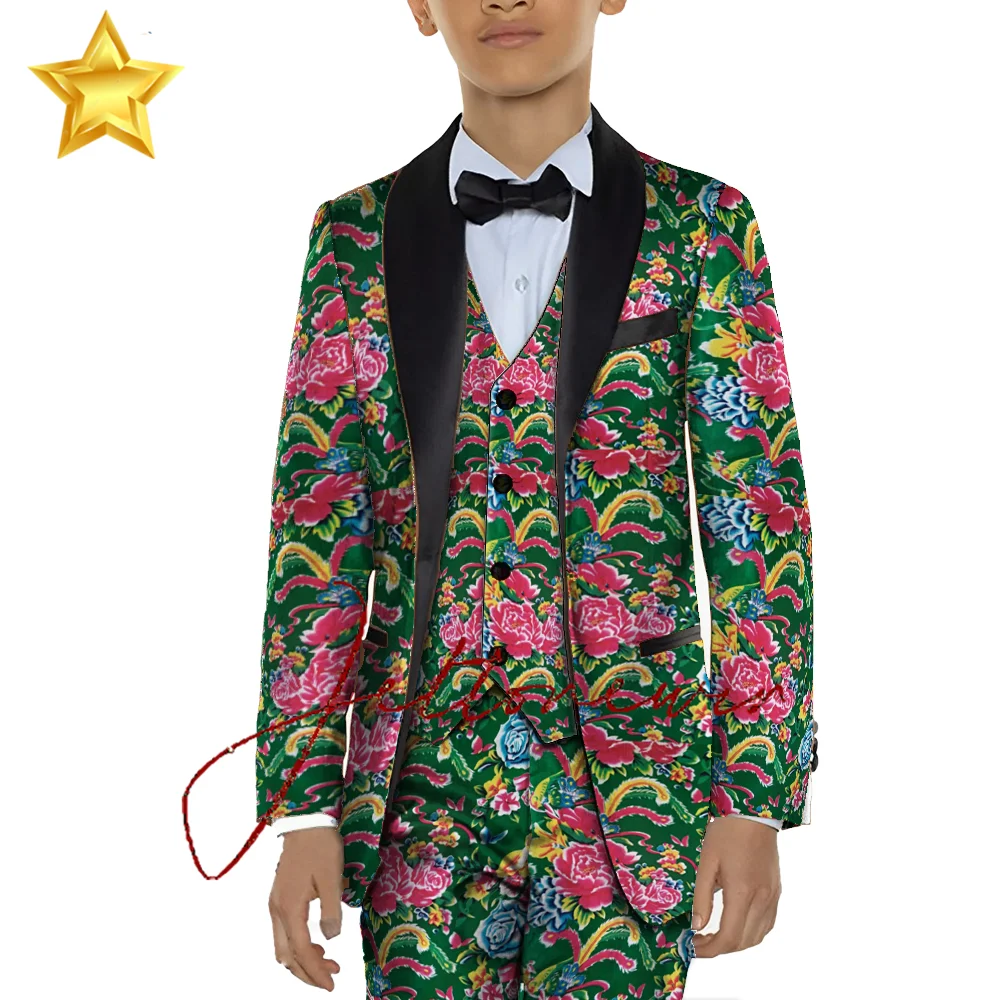 

Ethnic Boys Suit 3 Piece Suit Formal Jacket Pants Wedding Tuxedo Fashion Kids Blazer 2-16 Years Old Customized Clothes