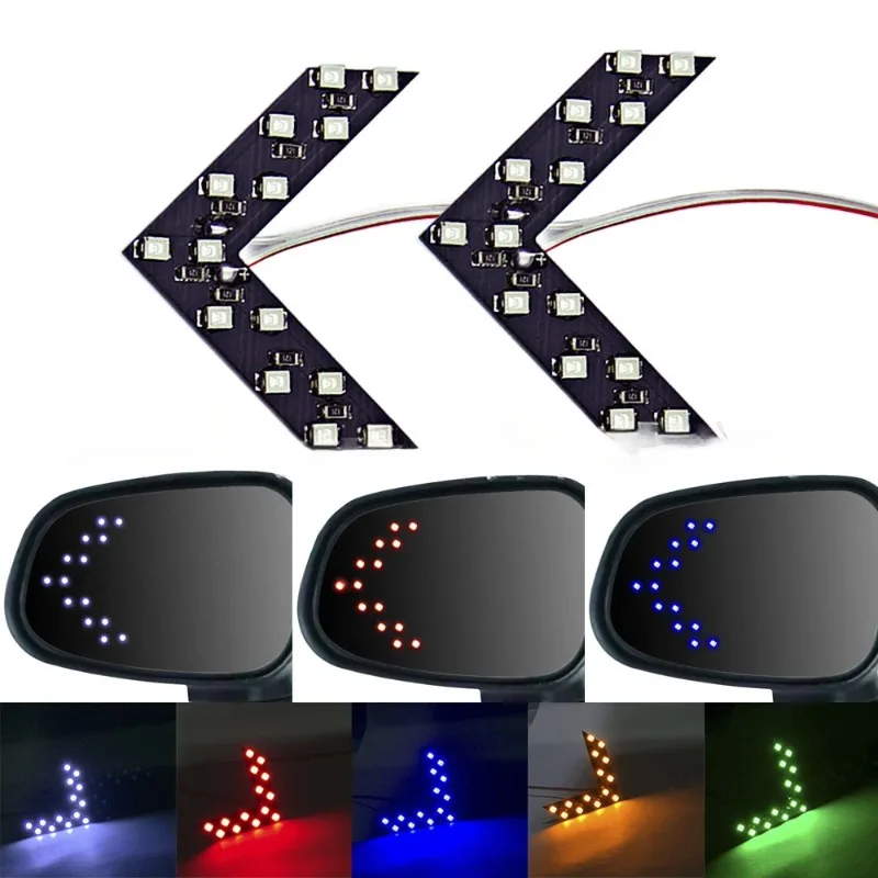 2Pcs Car Rearview Mirror Turn Signal Hidden LED Turn Indicator 14LED Arrow Light Turn Signal