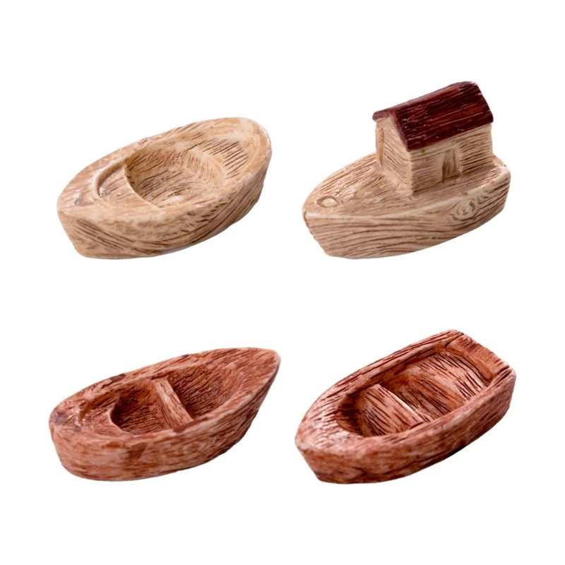 8Pcs Miniature Boats Figurines Ornaments for Garden Landscape Plant Pots Decors