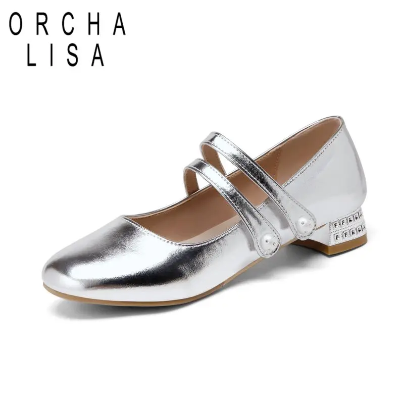 

ORCHALISA Женские туфли-лодочки Mary Janes с круглым носком и блочным каблуком 4,5 см, двойной ремешок, маленький размер 28, 29, 30, стиль, мягкая повседневная обувь 42 43