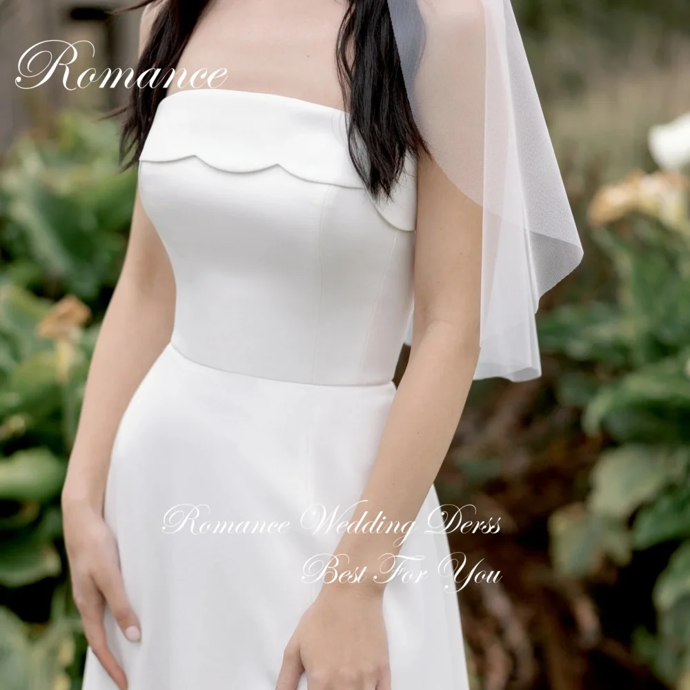 Vestidos De Novia sencillos sin tirantes, sin mangas, corte en A, botones para mujer, espalda abierta, vestido De Novia con abertura lateral, Vestidos De Novia personalizados