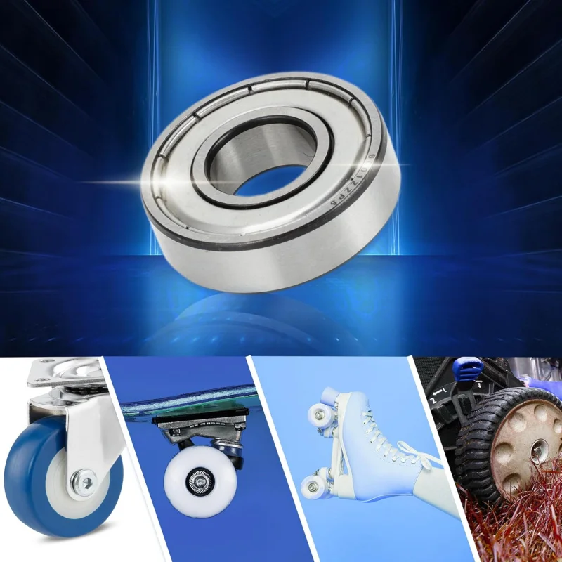 6001ZZ & Deep Groove Ball Bearings P5 12x28x8mm Lubricated Double Metal Seal Silver Tone Scooter Skateboard Wheel - Pack of 4
