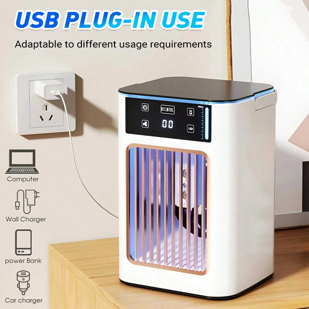 

Новый вентилятор для кондиционирования воздуха, 900 мл, вентилятор для охлаждения воздуха с ледяной водой, увлажнение, настройка, настольный вентилятор для воздушного охлаждения с 7 красочным светом