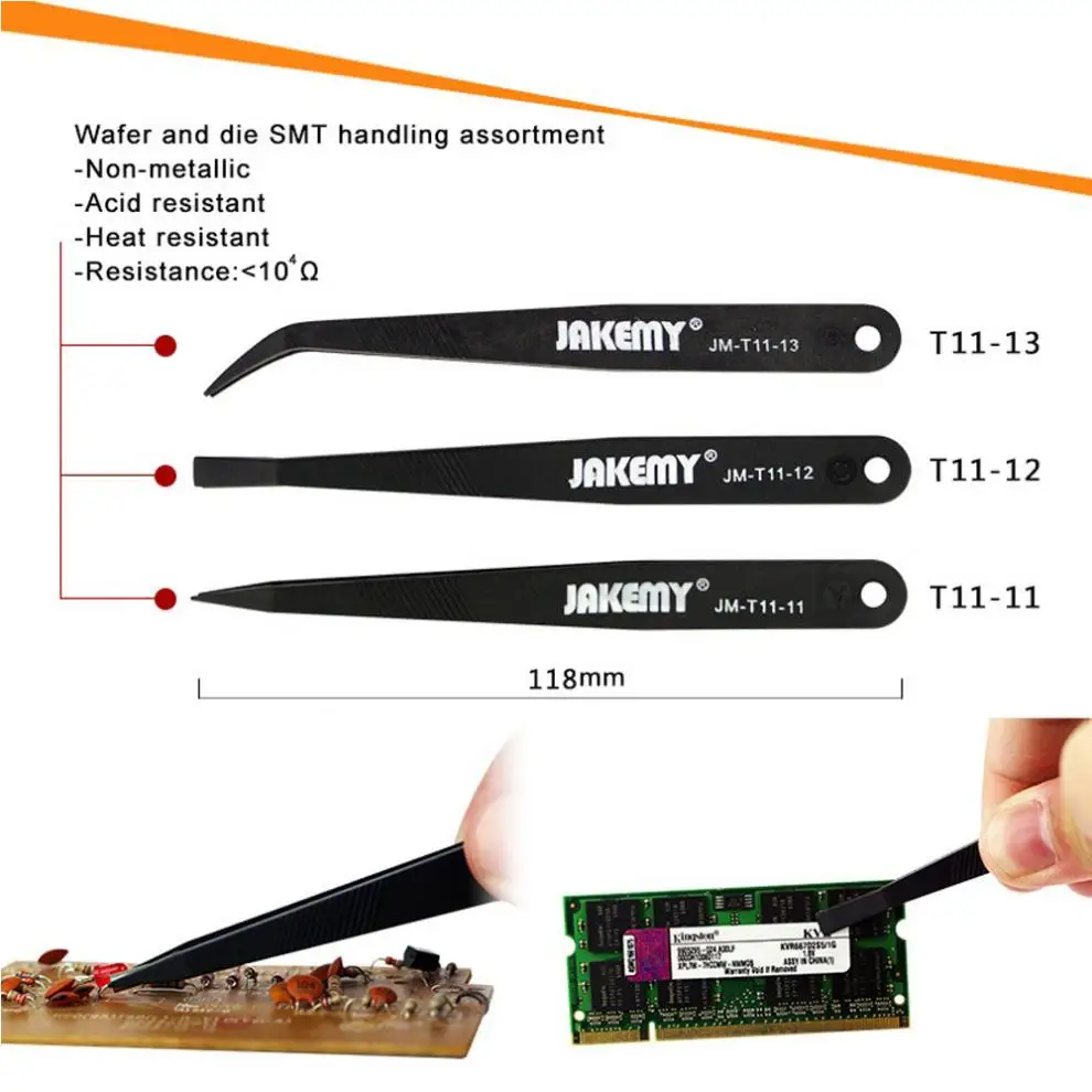3pcs Electronics Industrial Tweezers Precision Anti-static Straight Tweezers Set Fit for Mobile Cell Phone Tablets Repair Tools