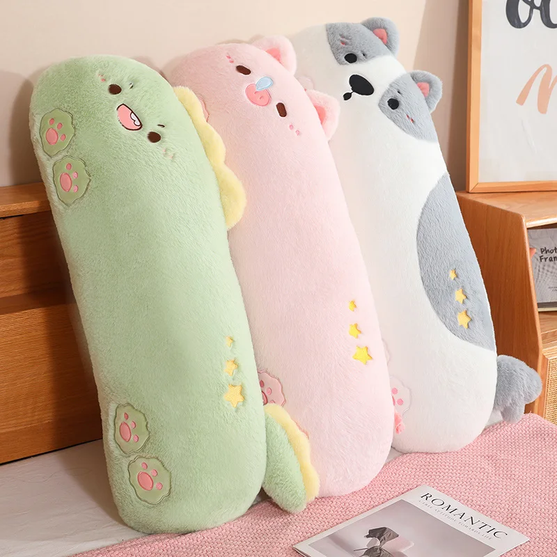 80/100 سنتيمتر الكرتون الحيوان أفخم وسادة طويلة محشوة القط ديناصور أجش خنزير النوم تعزيز رفيق هدية عيد ميلاد