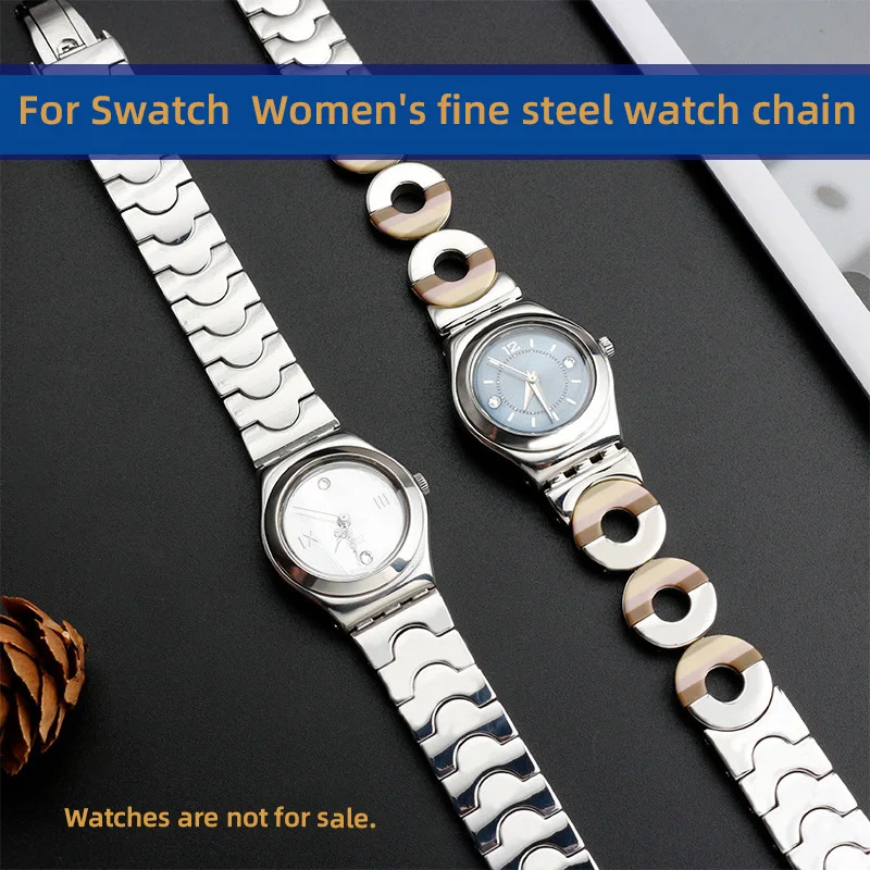 Women\'s fine steel watch chain For Swatch LK356G LK367G Irony Solid Stainless Steel Strap 12mm Watch Band Waterproof