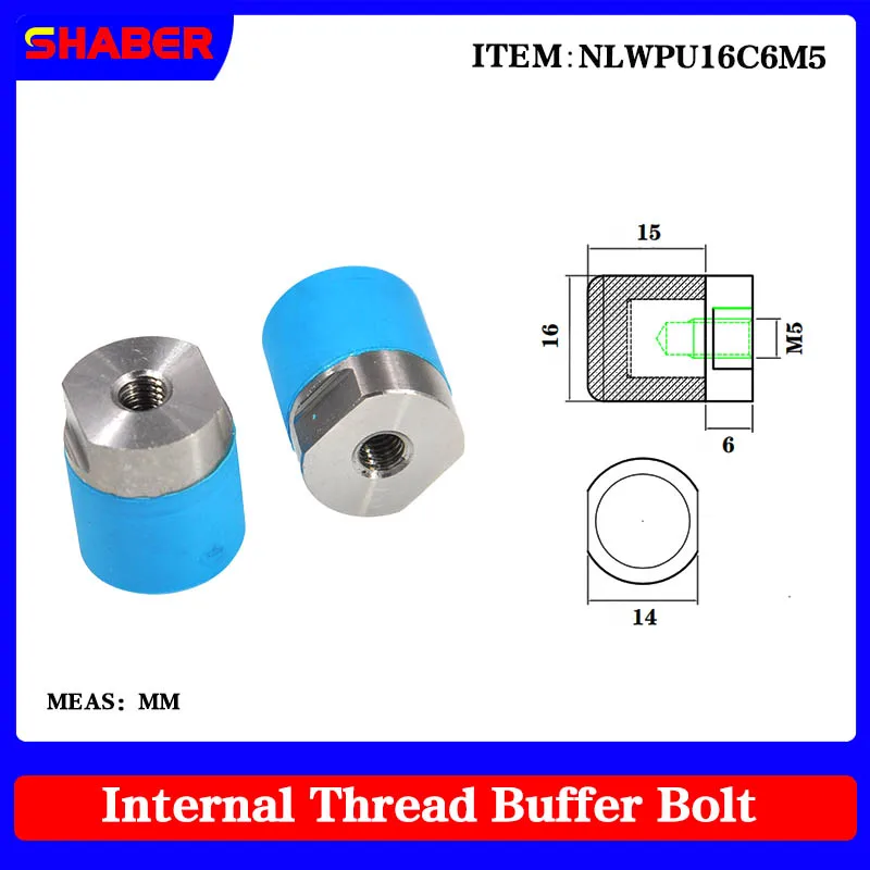 

【SHABER】Supply NLWPU16C6M5 stainless steel pneumatic anti-collision bolt with internal thread buffer screw diameter of 16mm