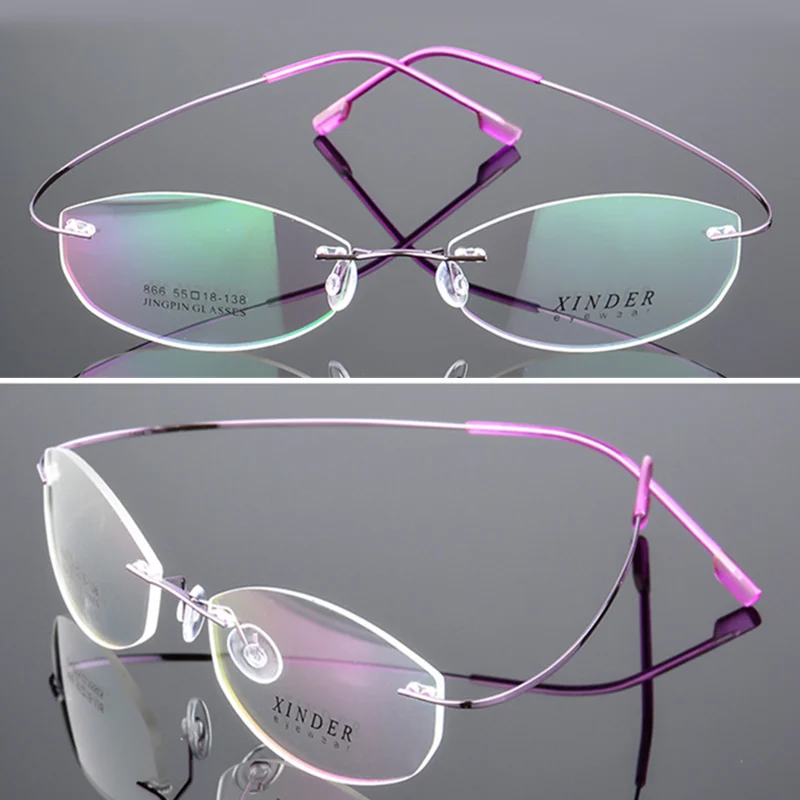 Rimless Myopia Glasses -0.5 to -8.0 Men Women Frameless Alloy Prescription Spectacles Blue Light Blocking Or Photochromic UF176