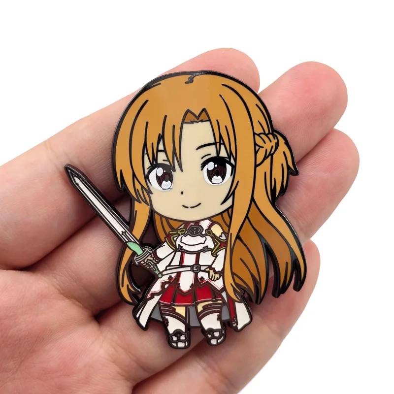 أنيمي السيف الفن على الانترنت شارات معدنية كيريتو Asuna دبابيس مانغا ساو دبابيس حقيبة الظهر الملابس التلبيب ACG تأثيري لعبة هدية ديكور