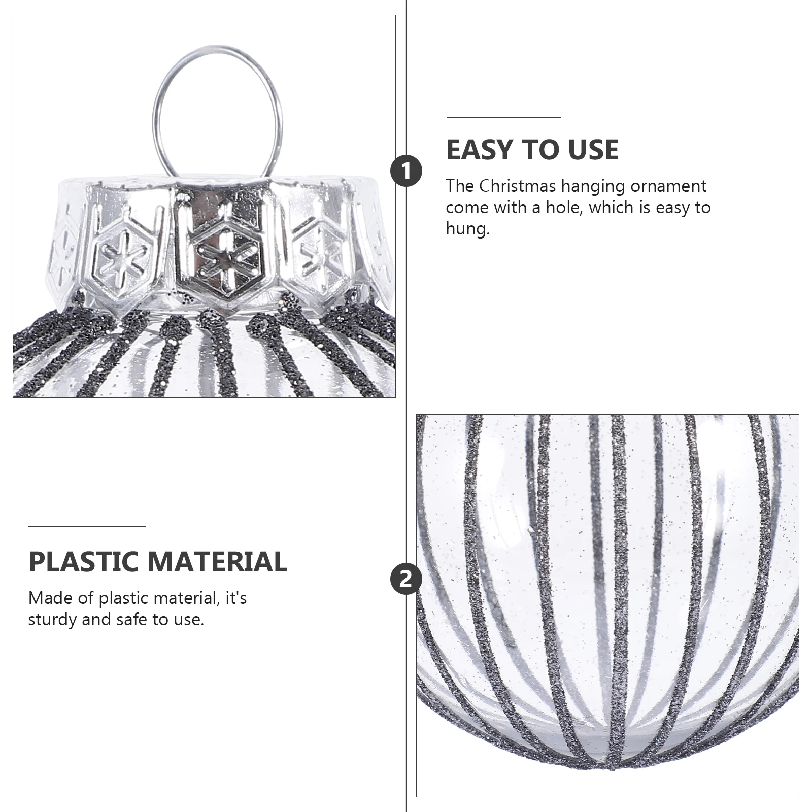 

6 Pcs Christmas Ball Decorations Ornaments for Home Hanging Minature Tree Plastic Room