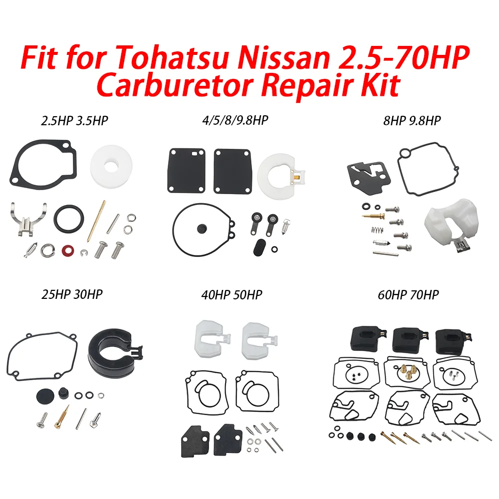 Carburetor Repair Kit Fit For Tohatsu Nissan 2.5 3.5 4 5 8 9.8 25HP 30HP 40HP 50HP 60HP 70HP 3F3 3F0 3V1 3BJ 3C8 3B2 346 87122