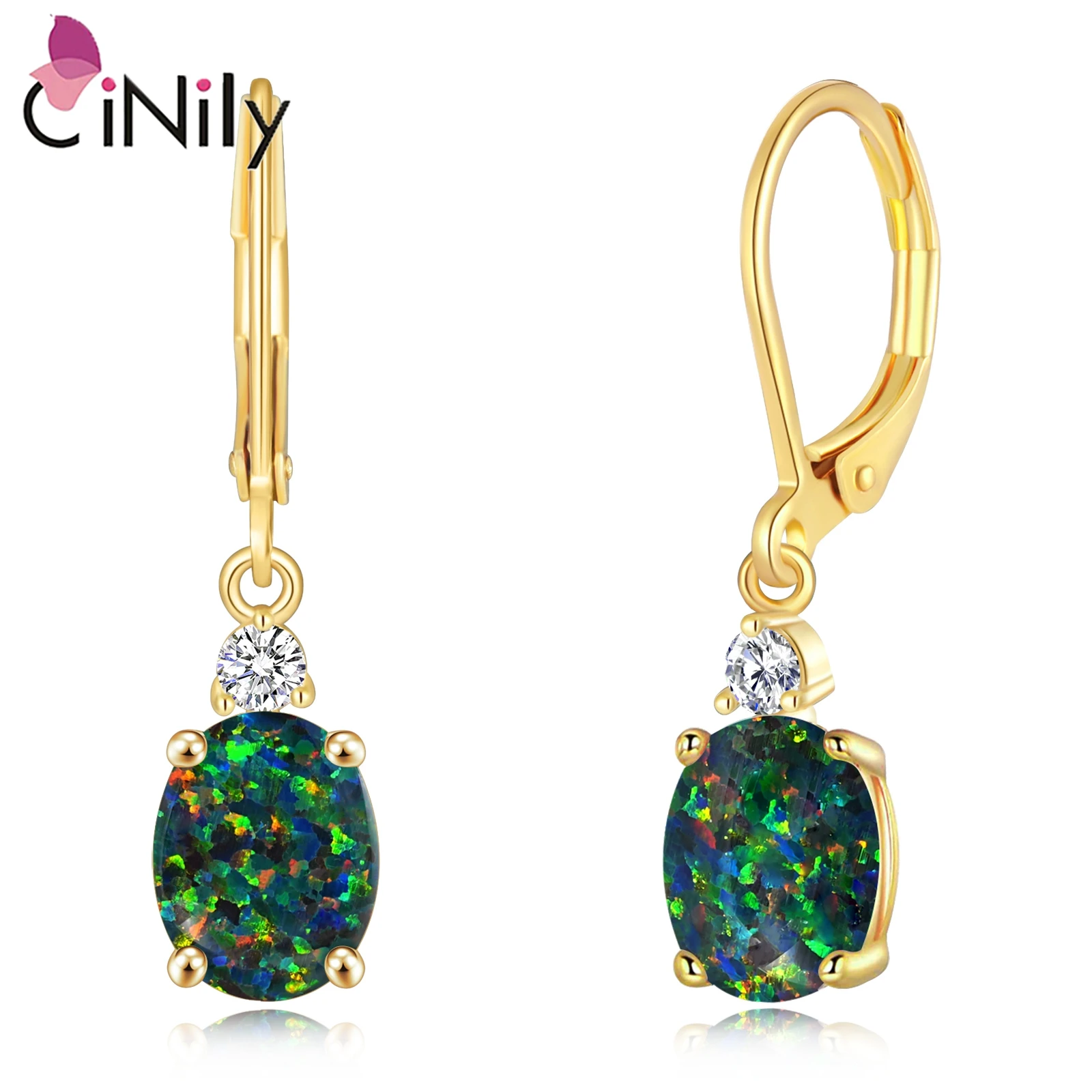 

CiNily Multicolor Opal Hoop Earrings with ​Zircon Gold Plated Bohemia Boho Drop Dangle Earrings for Women Girls Fashion Jewelry