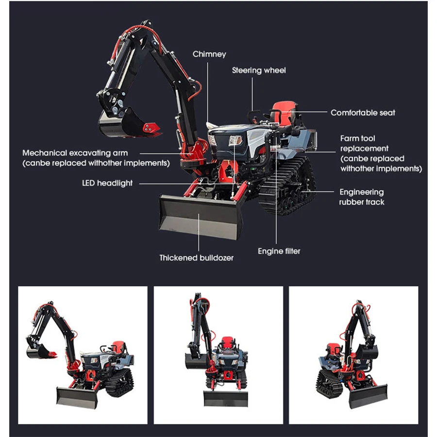Ce Euro5 puissance motoculteur marche tracteur Mini motoculteur main Micro chenille rotatif motoculteur avec moteur diesel