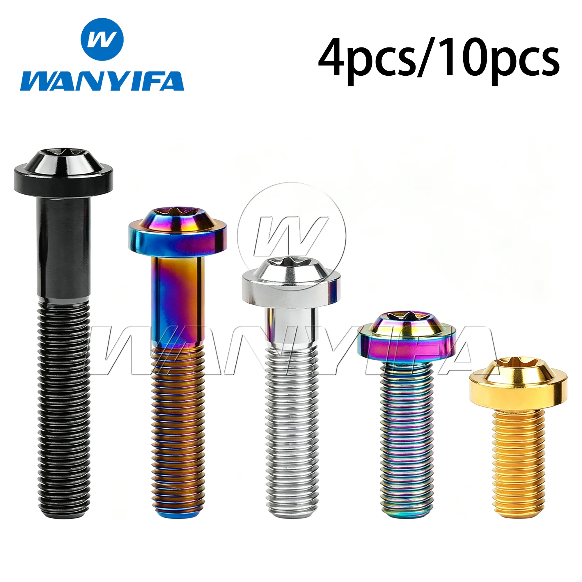 Wanyifa Titanium Bolts M10x20 25 30 35 40 50 60 65mm Flower Head Screws Pitch 1.25/1.5mm T45 for Automotive And Motorcycle Parts