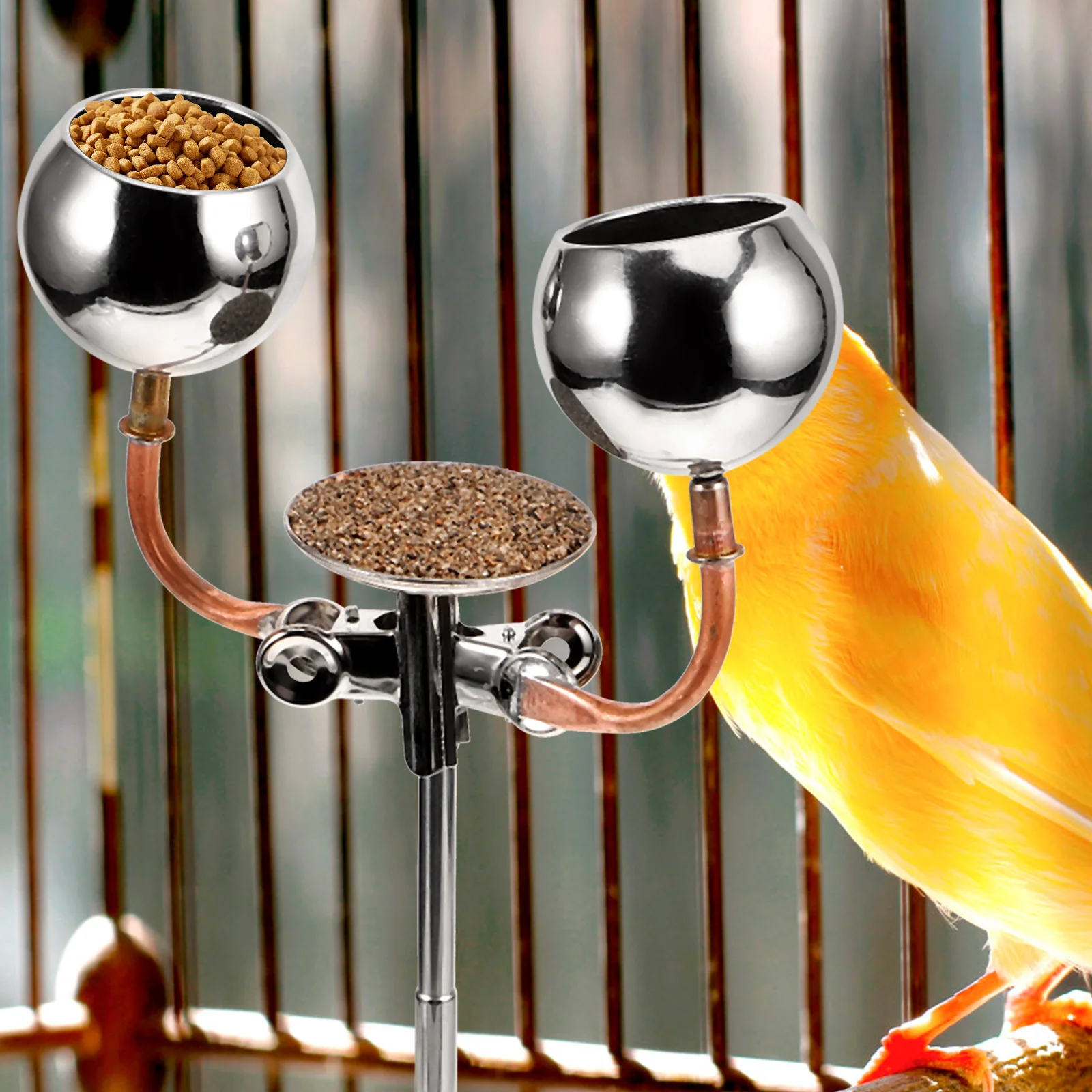 Birdcage Accessories Wild Feeder Outdoor Stand Food Bowl Crested Training Rack Parrot Standing Metal Feeders for Toy