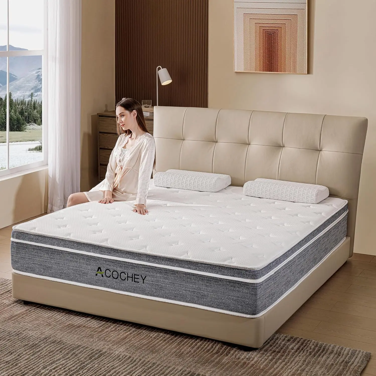 King Mattress in a Box, Mattresses,Gel Memory Foam Medium Firm Hyrid Mattress,Quality Comfort and Adaptive Support Breathable