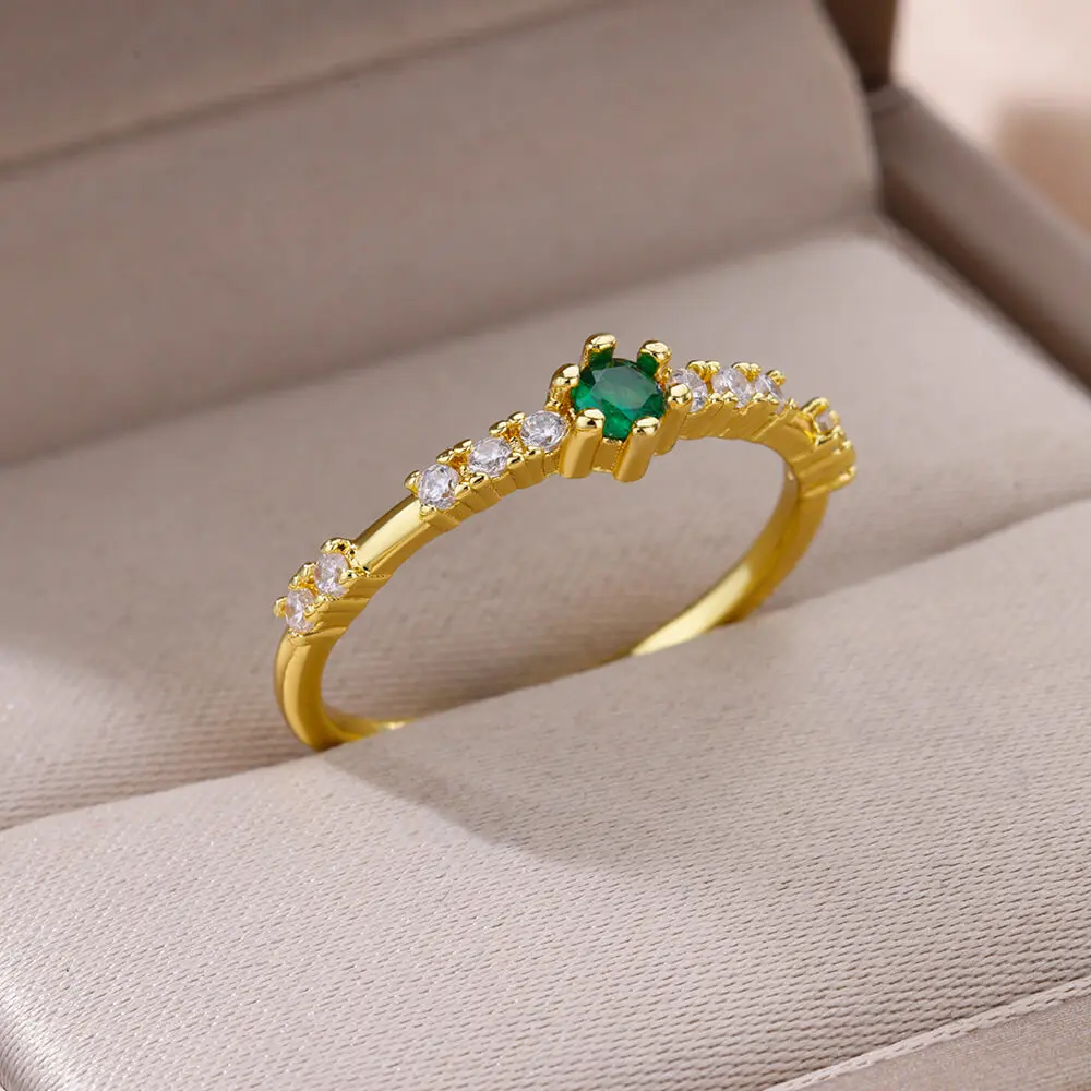 Bague naren acier inoxydable pour femme, matiques rondes, bijoux minuscules, vert, géométrique, luxe, mariage, Noël, cadeau de mode, 2024