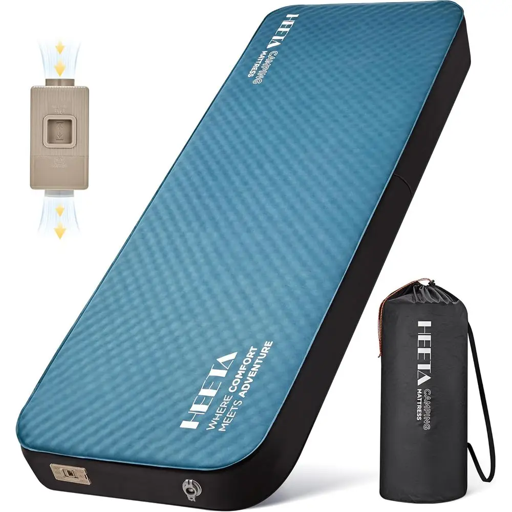 

Inflating Sleeping Pad with Electric Pump, 4 Ultra Thick Memory Foam Camping Mattress, 9.5 R-Value Insulated Sleeping Mat, Easy