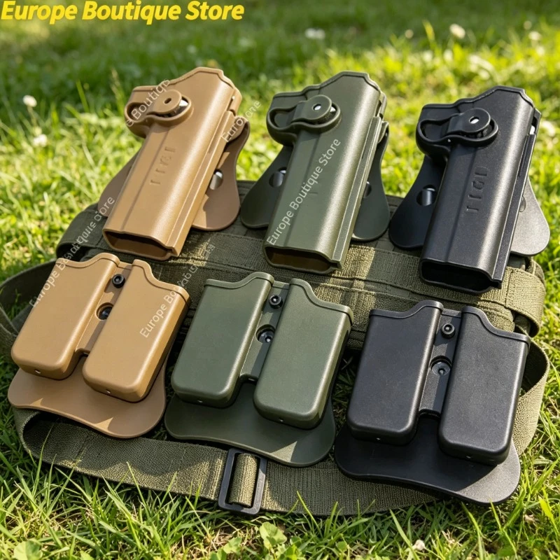 

1911 Style Waist Holster with Magazine Pouch Portable Carry Bag Outdoor Model Accessories for Collection Cosplay Props Gear
