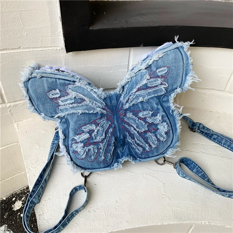 

Многофункциональный рюкзак для женщин и девушек, джинсовая сумка через плечо в форме бабочки, женская сумка для телефона, люксовая брендовая джинсовая сумка на плечо