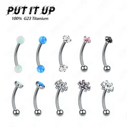 F136 Titanium Classic Eyebrow Piercing Inlaid Opal Zircon 16G Internal Thread Banana Curved Lip Navel Piercing Piercing Jewelry