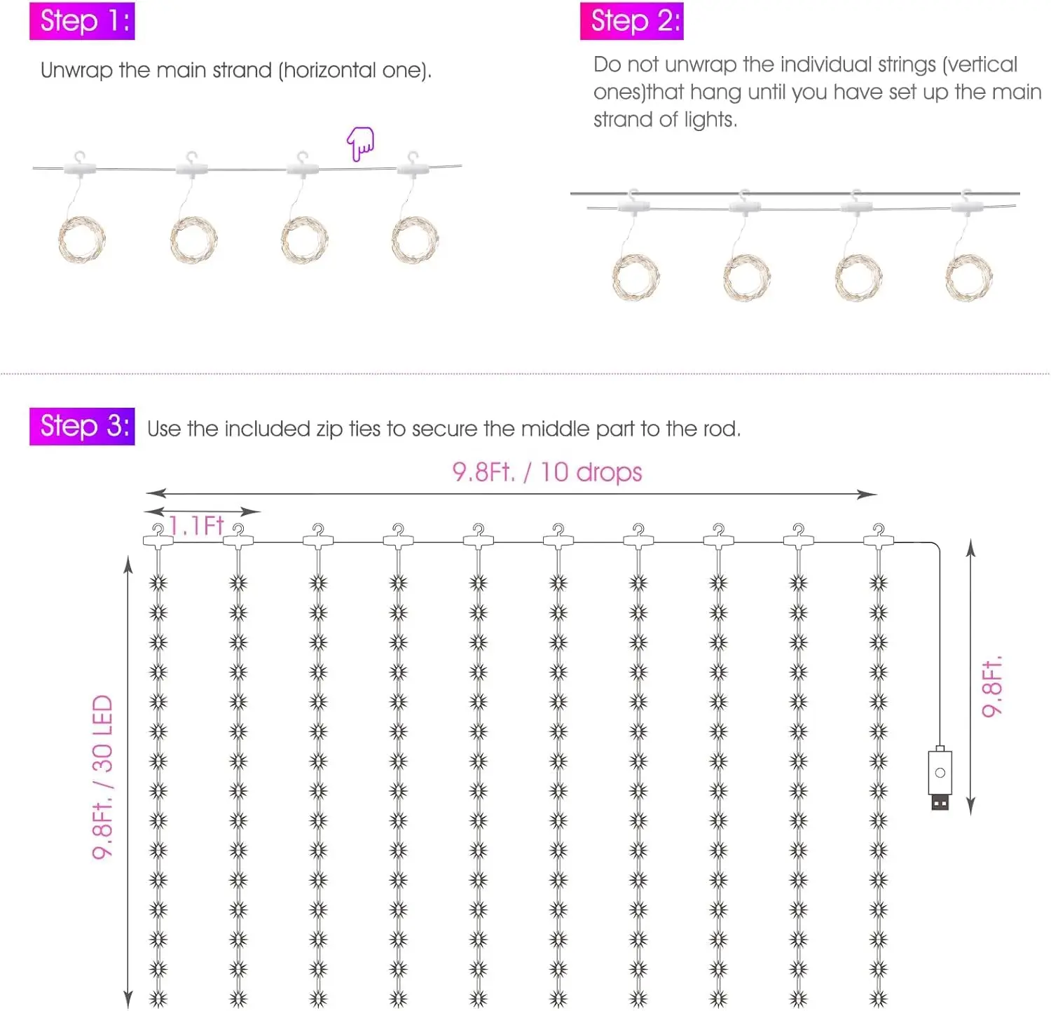 ستارة سلسلة أضواء USB التوصيل الجنية أضواء عن بعد عكس الضوء 8 طرق أضواء مقاومة للماء لنافذة عيد الميلاد غرفة نوم حفل زفاف #6