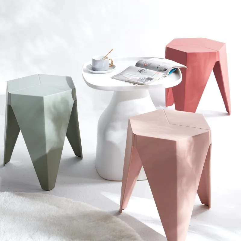 

Simple Plastic Stool Nordic Creative Square Stool Household Shoe Changing Stool Thickened Stackable Stools