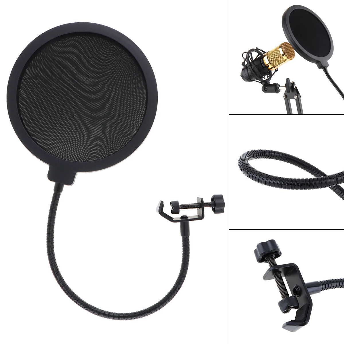 

Double Layer Studio Microphone Flexible Wind Screen Sound Filter Mask Mic Pop Filter Shield for Speaking Podcast Accessories