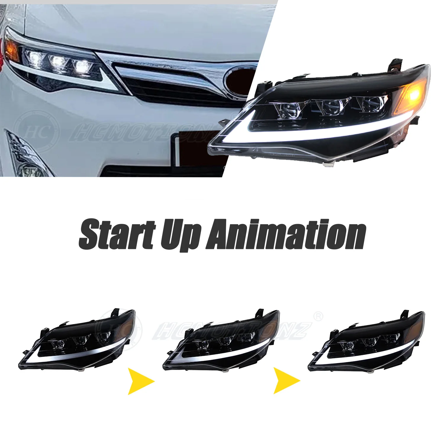 2026 HMCOTIONZ Factory New XV40 2012-2014 Daihatsu Altis DRL Animation LED Head Lights Toyota Camry Car Front Lamps Accessories