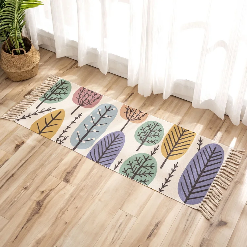 Imagem -04 - Máquina Lavável Algodão Linho Capacho Handmade Tassel Rug Impresso Tapete de Cabeceira Home Boho Decor Tapetes Living Room Pad