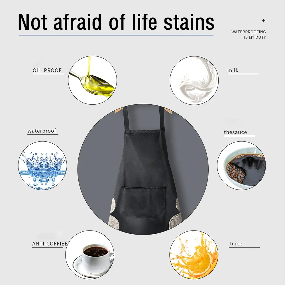 Fashion Household Cooking Kitchen Aprons Women Waterproof Apron for Men Coffee Work Bib Wipe Hand Overalls Flamingo Series