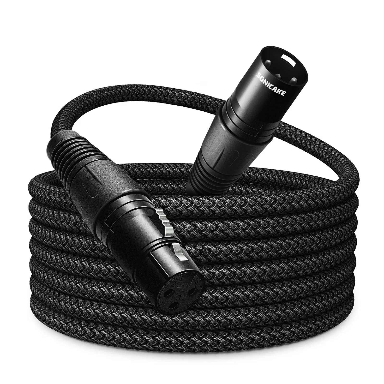 SONICAKE XLR Microphone Cable Male to Female 3 Pin Nylon Braided For Studio Recording and Live Production 10ft/3M 6ft/2M