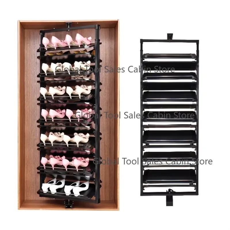 

360 Degrees Rotating Modern Extendable Metal Multifunctional Telescopic Multi-layer Revolving Shoe Rack Wardrobe Closet