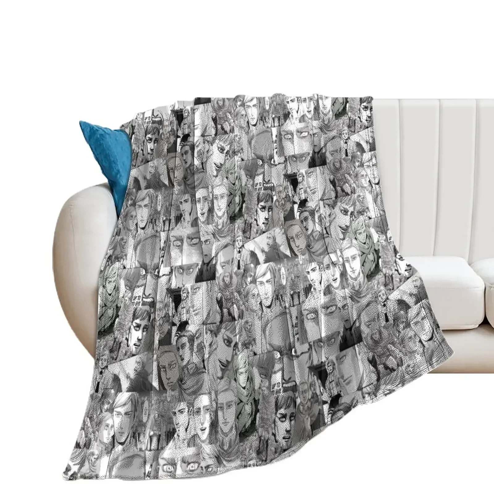 Erwin Smith Manga Panels Throw Blanket Soft Big For Sofa Thin Blankets