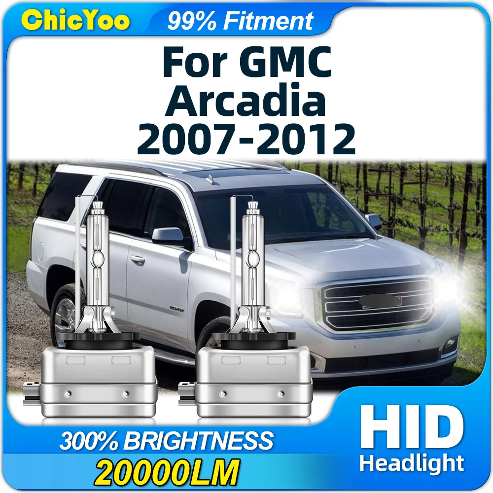 2Pcs 12V Xenon Headlight Bulbs 20000LM D1S Xenon Lights 6000K Car Front Lamps For GMC Arcadia 2007 2008 2009 2010 2011 2012