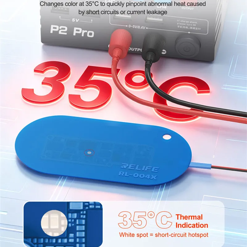 RELIFE RL-004X Motherboard Short Circuit Finder Pad for Phone Mainboard Fault Detection Repair 35°C Color Change Test Sheet